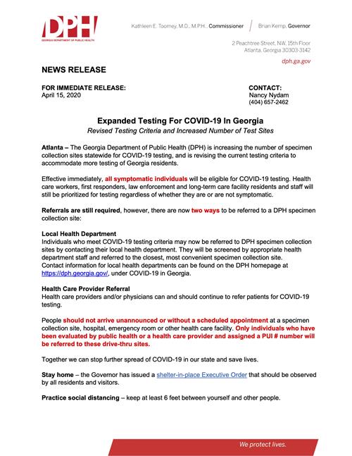 DPH News Release 